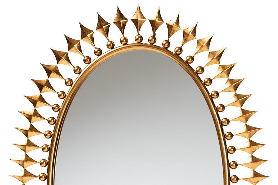 Rogier Modern Glam and Luxe Antique Goldleaf Metal Accent Wall Mirror FredCo