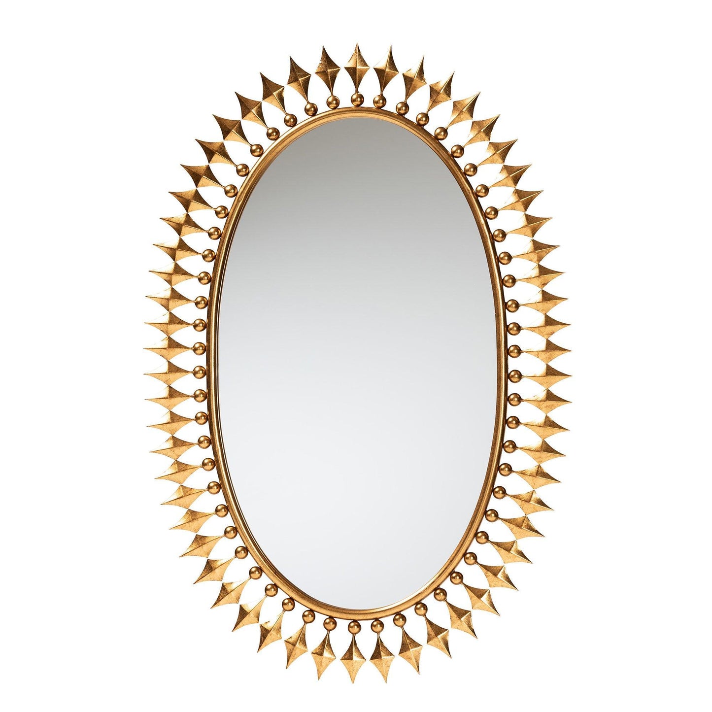 Rogier Modern Glam and Luxe Antique Goldleaf Metal Accent Wall Mirror FredCo