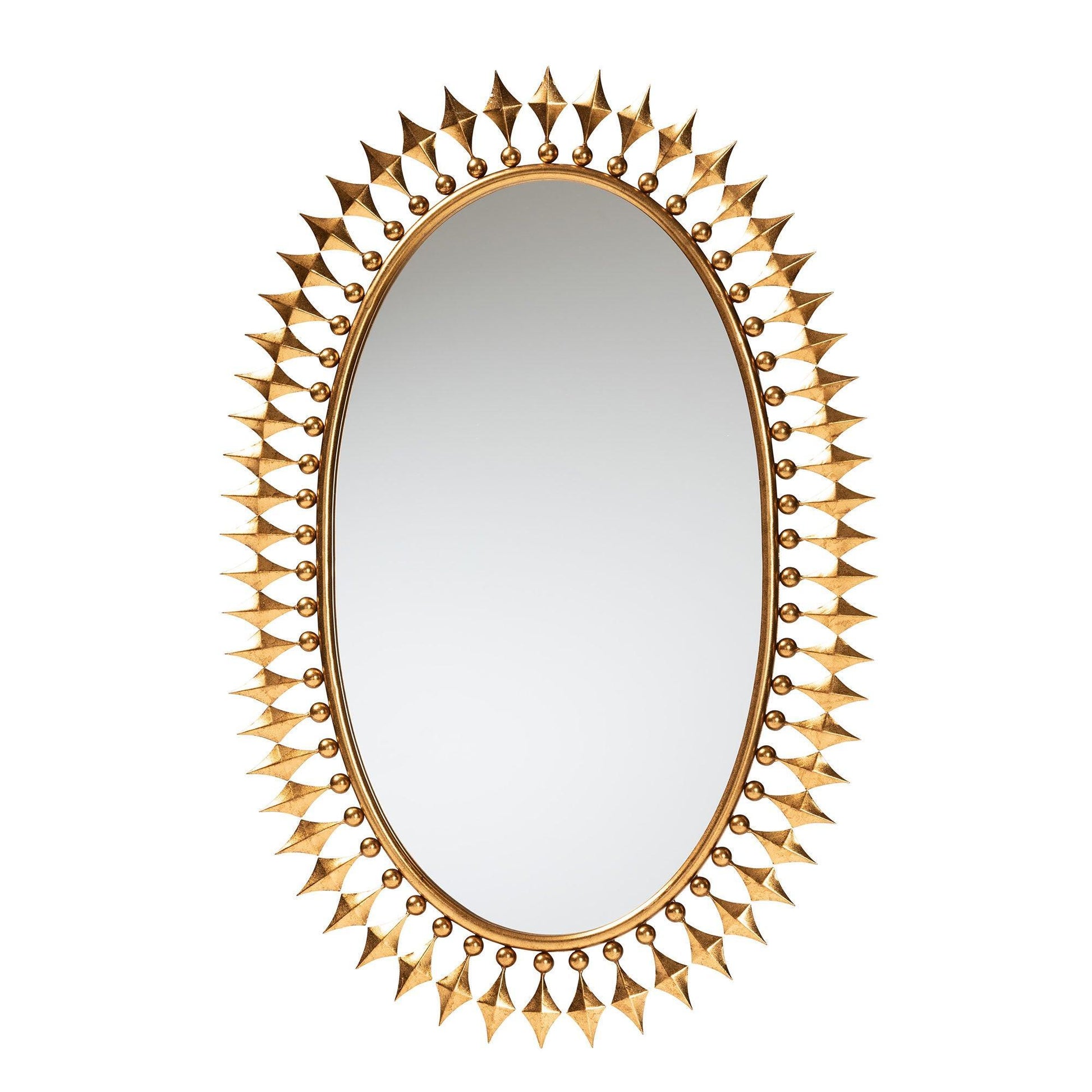 Rogier Modern Glam and Luxe Antique Goldleaf Metal Accent Wall Mirror FredCo