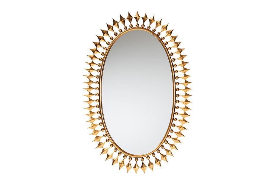 Rogier Modern Glam and Luxe Antique Goldleaf Metal Accent Wall Mirror FredCo