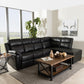 Roland Modern and Contemporary Black Faux Leather 2-Piece Sectional with Recliner and Storage Chaise FredCo
