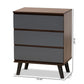 Roldan Modern and Contemporary Two-Tone Walnut and Grey Finished Wood 3-Drawer Bedroom Chest FredCo