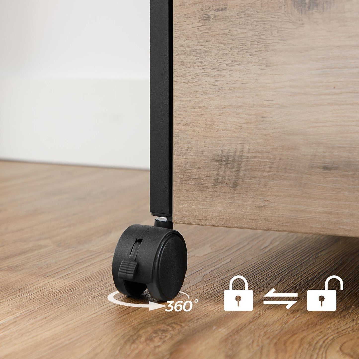 Rolling File Cabinet Greige and Black FredCo