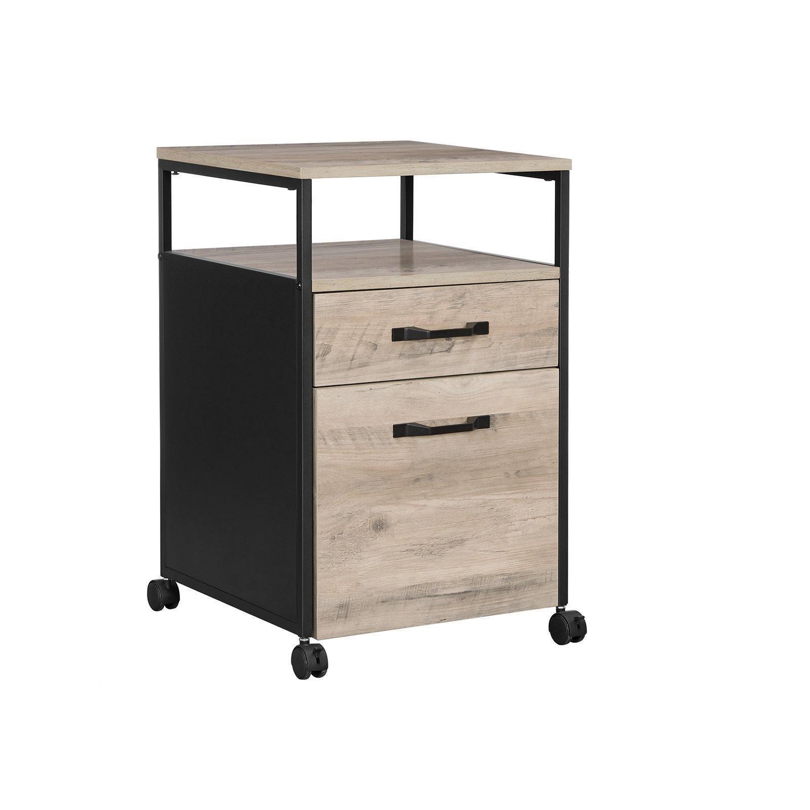 Rolling File Cabinet Greige and Black FredCo