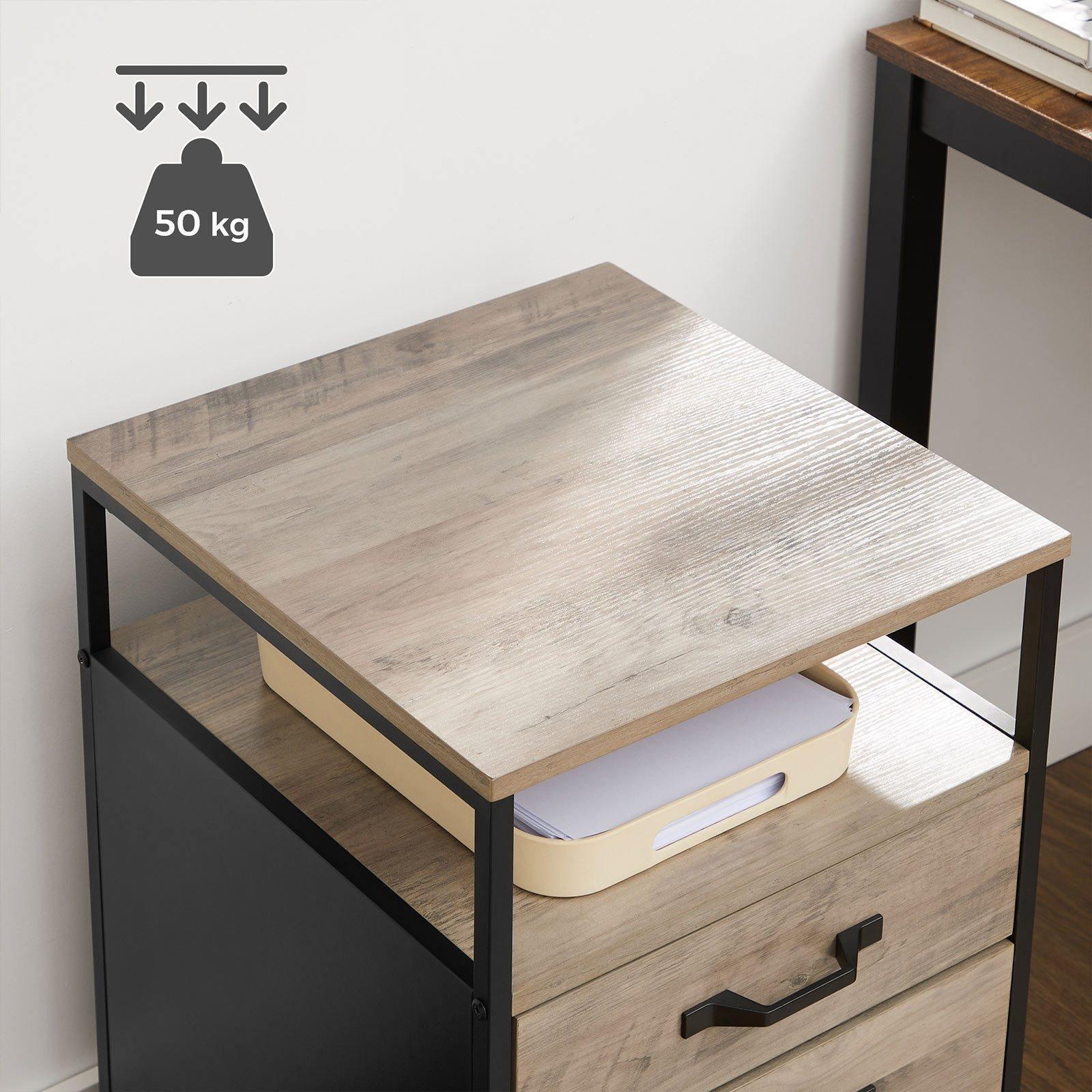 Rolling File Cabinet Greige and Black FredCo