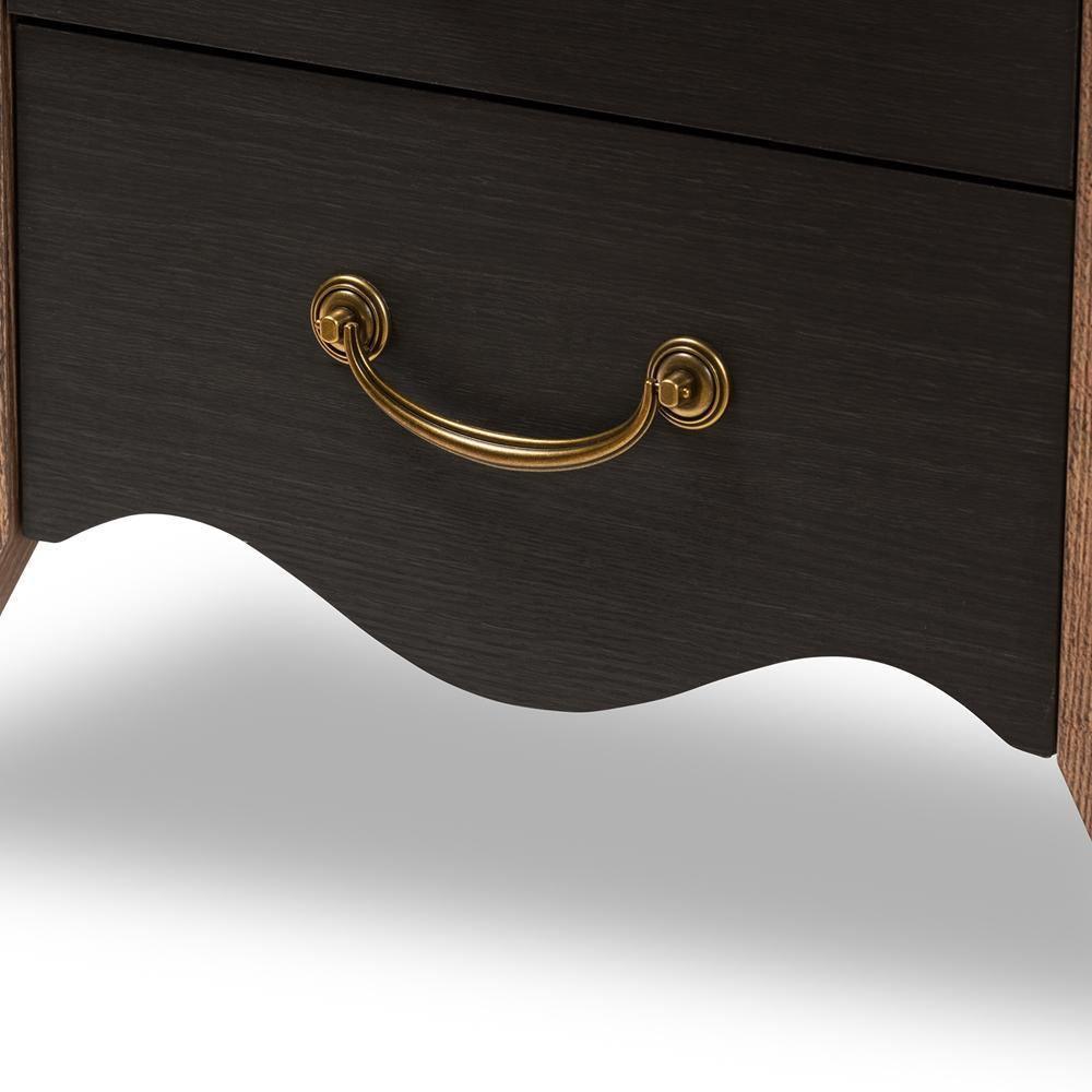 Romilly Country Cottage Farmhouse Black and Oak-Finished Wood 2-Drawer Nightstand FredCo