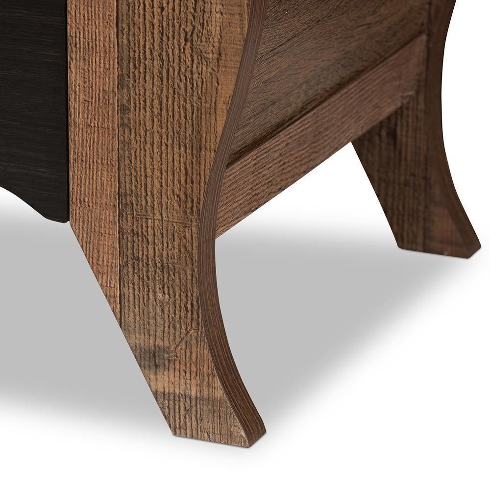 Romilly Country Cottage Farmhouse Black and Oak-Finished Wood 2-Drawer Nightstand FredCo