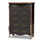 Romilly Country Cottage Farmhouse Black and Oak-Finished Wood 5-Drawer Chest FredCo
