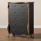 Romilly Country Cottage Farmhouse Black and Oak-Finished Wood 5-Drawer Chest FredCo