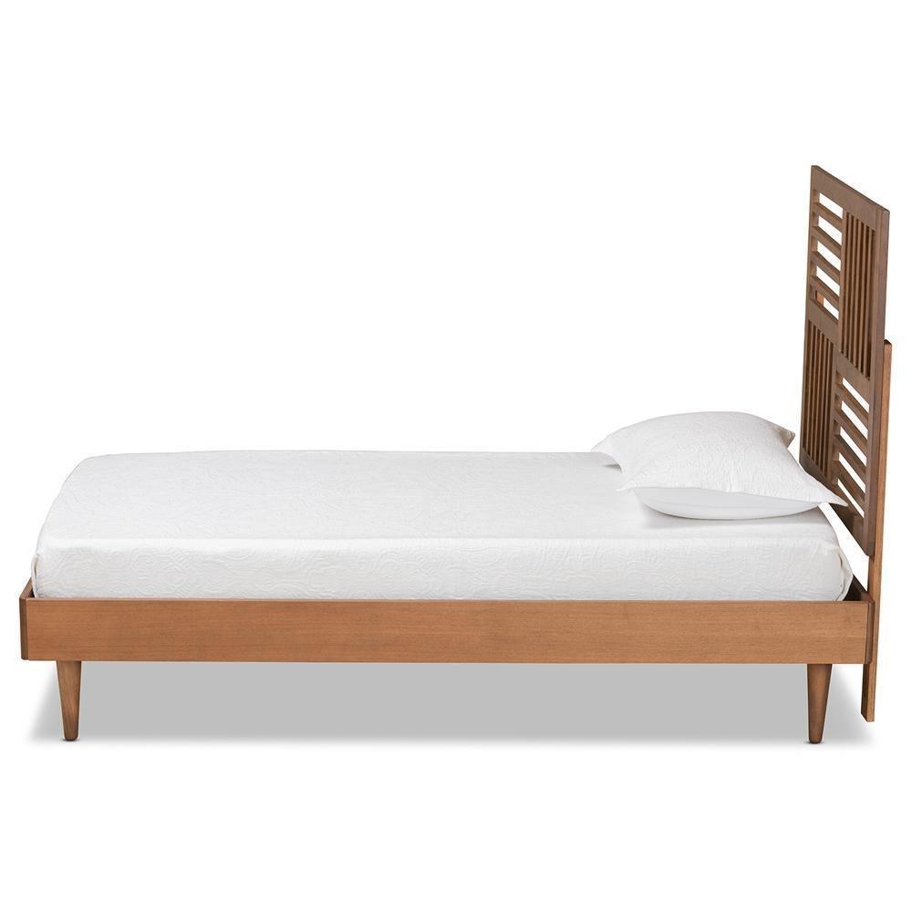 Romy Modern and Contemporary Walnut Brown Finished Wood Twin Size Platform Bed FredCo