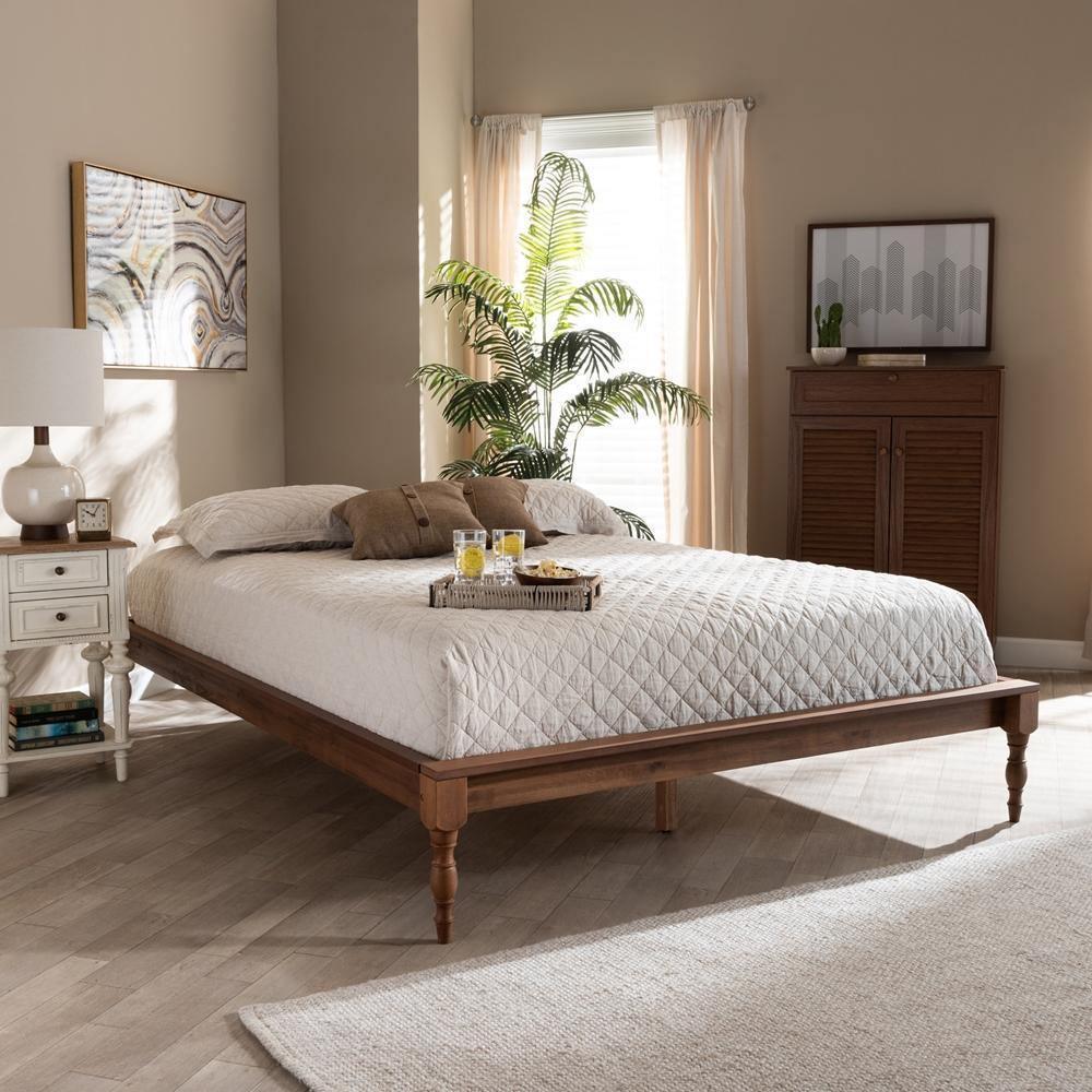 Romy Vintage French Inspired Ash Wanut Finished King Size Wood Bed Frame FredCo
