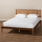 Romy Vintage French Inspired Ash Wanut Finished Wood and Synthetic Rattan Full Size Platform Bed FredCo