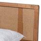 Romy Vintage French Inspired Ash Wanut Finished Wood and Synthetic Rattan King Size Platform Bed FredCo