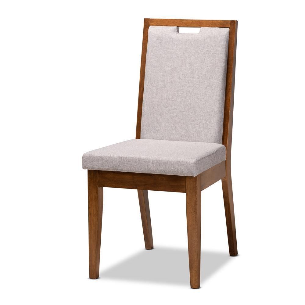 Rosa Modern and Contemporary Grey Fabric Upholstered and Walnut Brown Finished Wood 5-Piece Dining Set FredCo