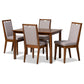 Rosa Modern and Contemporary Grey Fabric Upholstered and Walnut Brown Finished Wood 5-Piece Dining Set FredCo