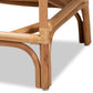 Rose Modern Bohemian White Fabric Upholstered and Natural Brown Rattan Counter Stool FredCo