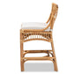 Rose Modern Bohemian White Fabric Upholstered and Natural Brown Rattan Counter Stool FredCo