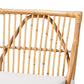 Rose Modern Bohemian White Fabric Upholstered and Natural Brown Rattan Counter Stool FredCo