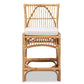 Rose Modern Bohemian White Fabric Upholstered and Natural Brown Rattan Counter Stool FredCo