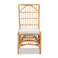 Rose Modern Bohemian White Fabric Upholstered and Natural Brown Rattan Dining Chair FredCo