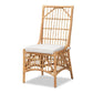 Rose Modern Bohemian White Fabric Upholstered and Natural Brown Rattan Dining Chair FredCo