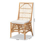 Rose Modern Bohemian White Fabric Upholstered and Natural Brown Rattan Dining Chair FredCo