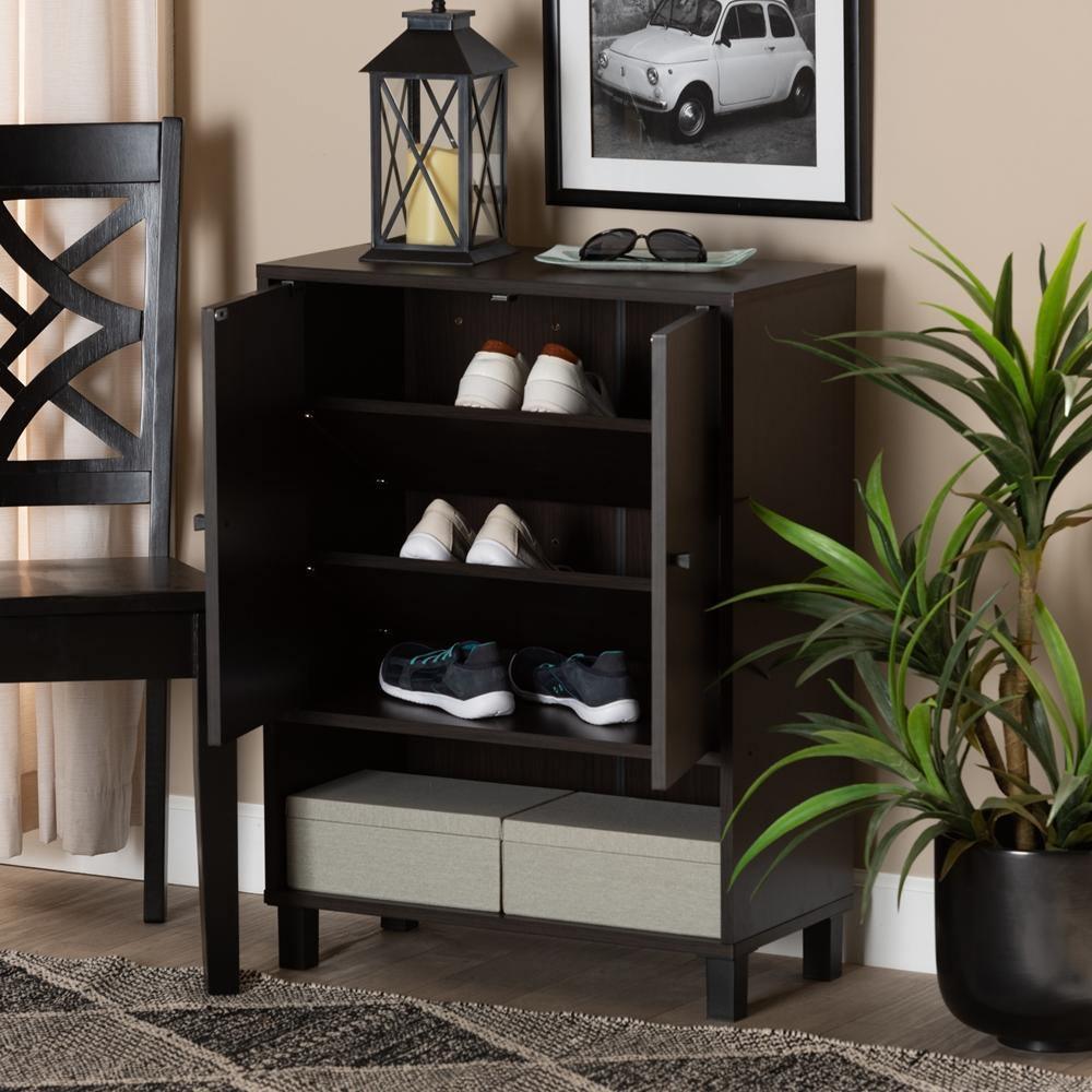 Rossin Modern and Contemporary Dark Brown Finished Wood 2-Door Entryway ...