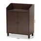 Rossin Modern and Contemporary Dark Brown Finished Wood 2-Door Entryway Shoe Storage Cabinet with Top Shelf FredCo