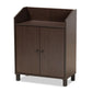 Rossin Modern and Contemporary Dark Brown Finished Wood 2-Door Entryway Shoe Storage Cabinet with Top Shelf FredCo