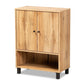 Rossin Modern and Contemporary Oak Brown Finished Wood 2-Door Entryway Shoe Storage Cabinet with Bottom Shelf FredCo