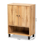 Rossin Modern and Contemporary Oak Brown Finished Wood 2-Door Entryway Shoe Storage Cabinet with Bottom Shelf FredCo