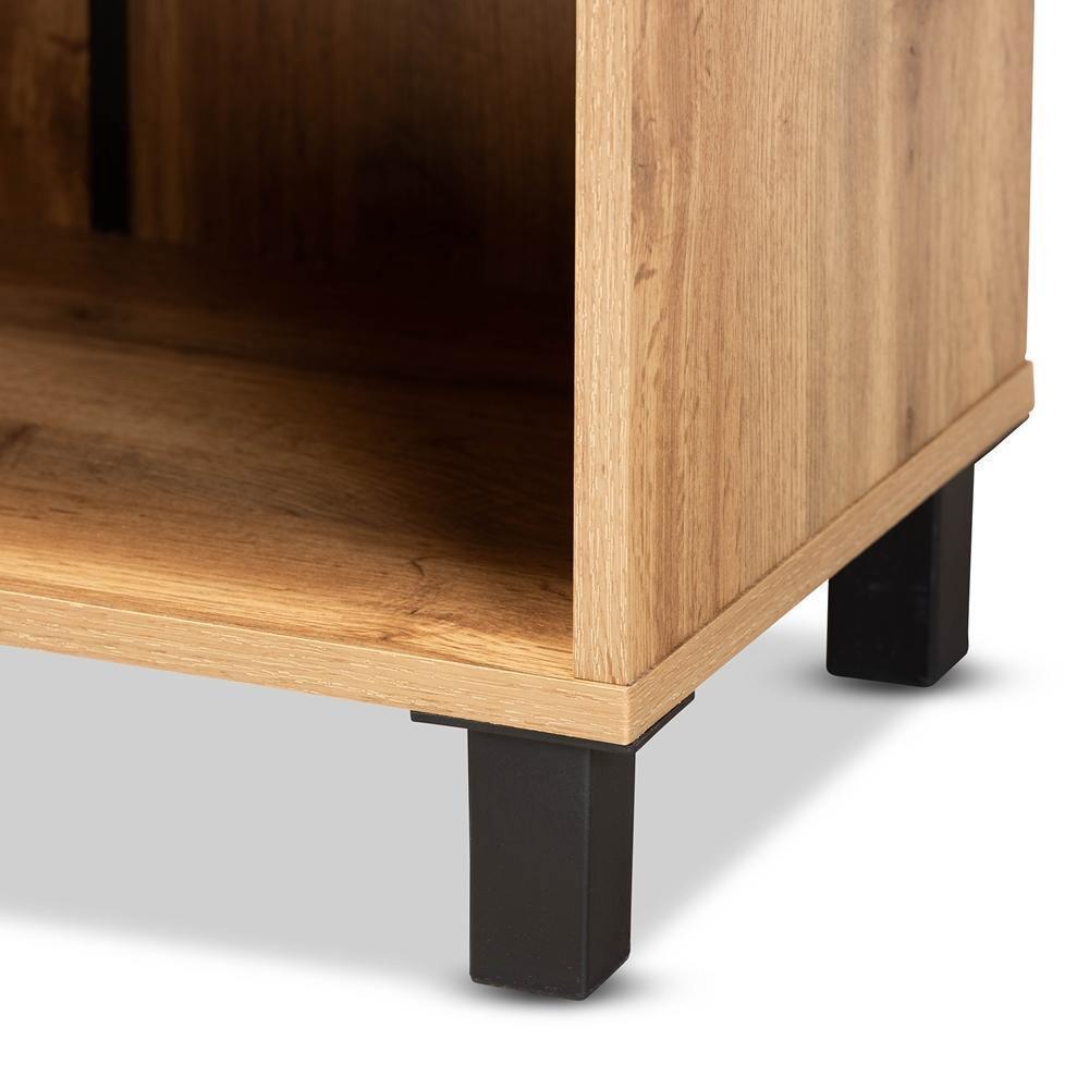 Rossin Modern and Contemporary Oak Brown Finished Wood 2-Door Entryway Shoe Storage Cabinet with Bottom Shelf FredCo