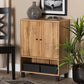 Rossin Modern and Contemporary Oak Brown Finished Wood 2-Door Entryway Shoe Storage Cabinet with Bottom Shelf FredCo