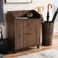 Rossin Modern and Contemporary Walnut Brown Finished 2-Door Wood Entryway Shoe Storage Cabinet with Open Shelf FredCo