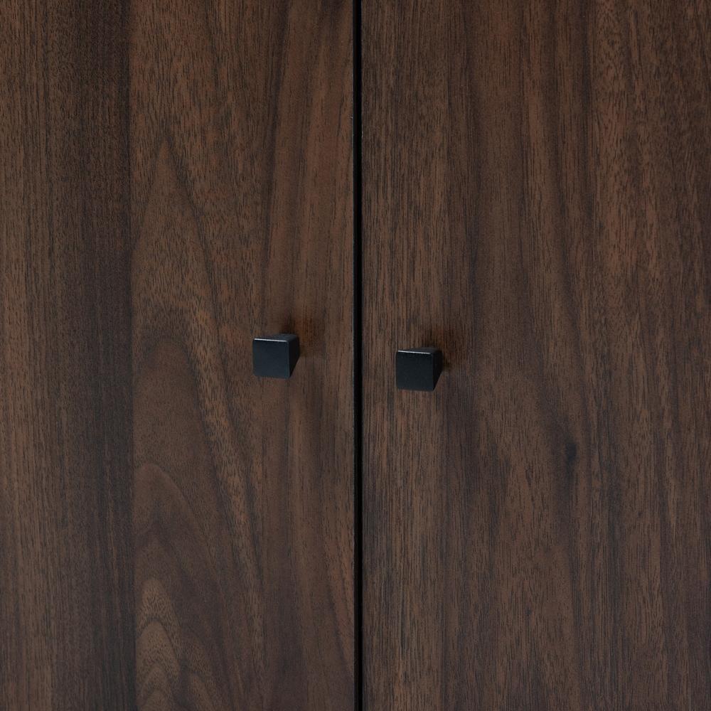 Rossin Modern and Contemporary Walnut Brown Finished 2-Door Wood Entryway Shoe Storage Cabinet with Open Shelf FredCo