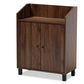 Rossin Modern and Contemporary Walnut Brown Finished 2-Door Wood Entryway Shoe Storage Cabinet with Open Shelf FredCo