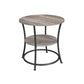 Round End Table with 2 Shelves Grey FredCo