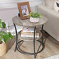 Round End Table with 2 Shelves Grey FredCo