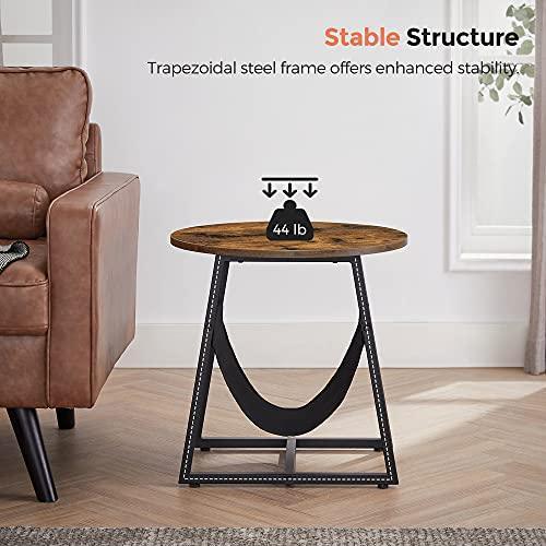 Round End Table with Pocket Rustic Brown and Black FredCo
