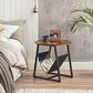 Round End Table with Pocket Rustic Brown and Black FredCo