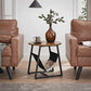 Round End Table with Pocket Rustic Brown and Black FredCo