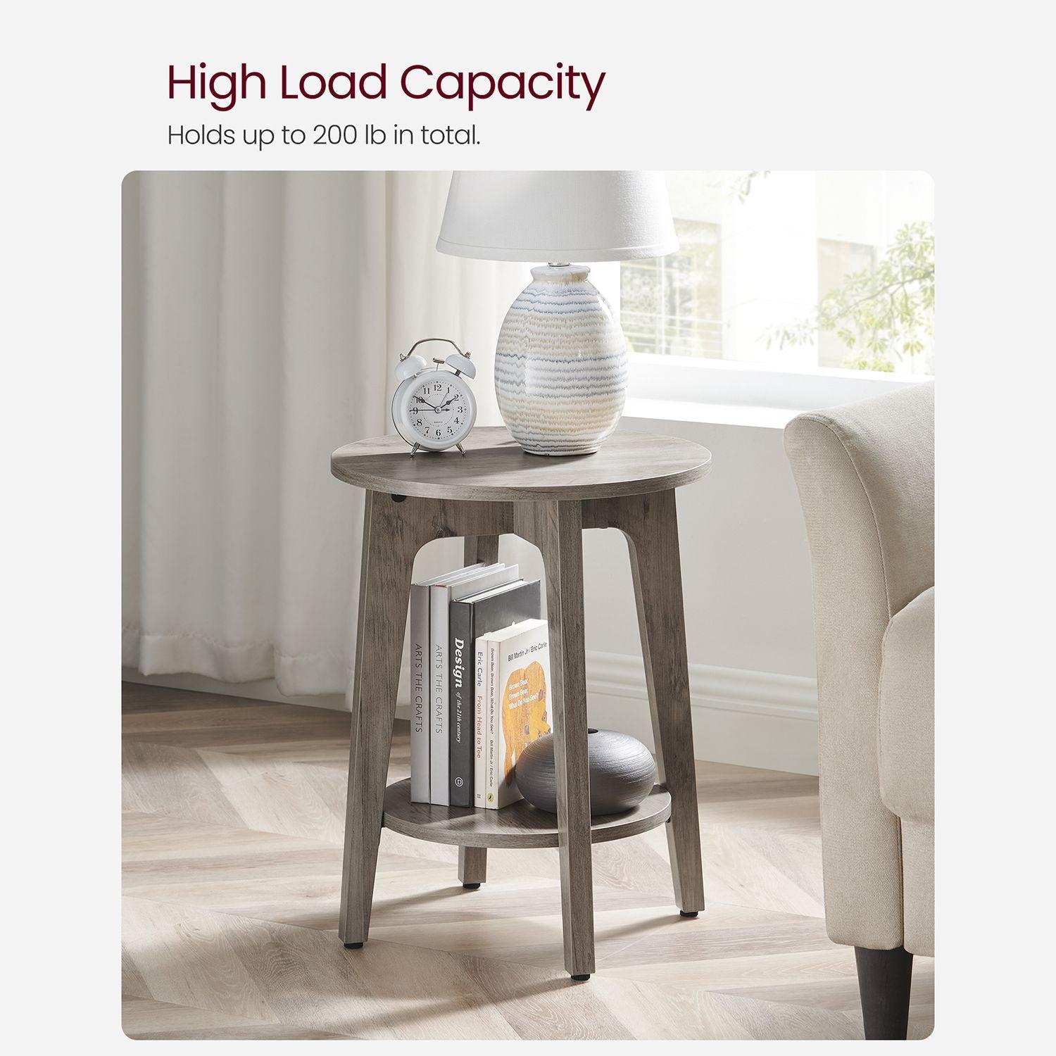 Round End Table with Shelf Farmhouse Gray FredCo