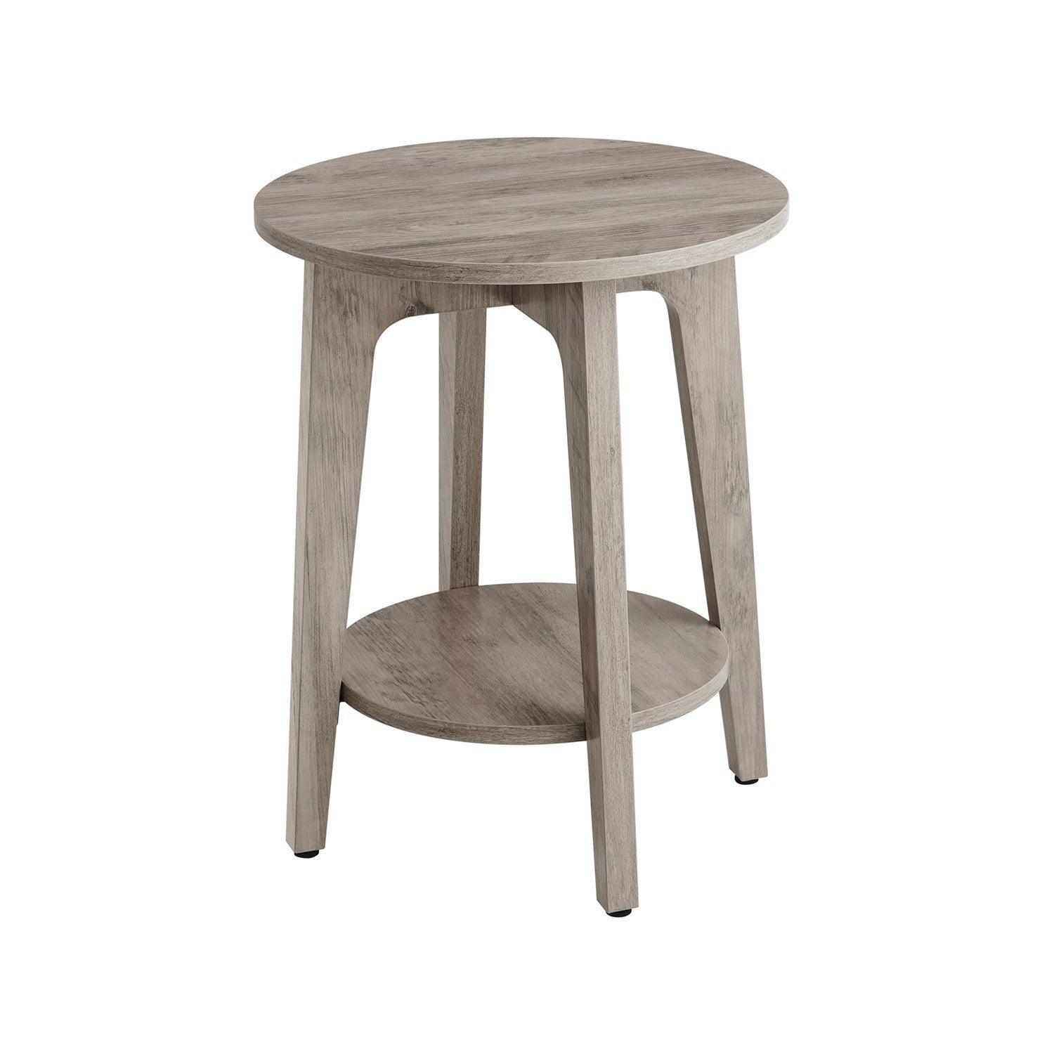 Round End Table with Shelf Farmhouse Gray FredCo