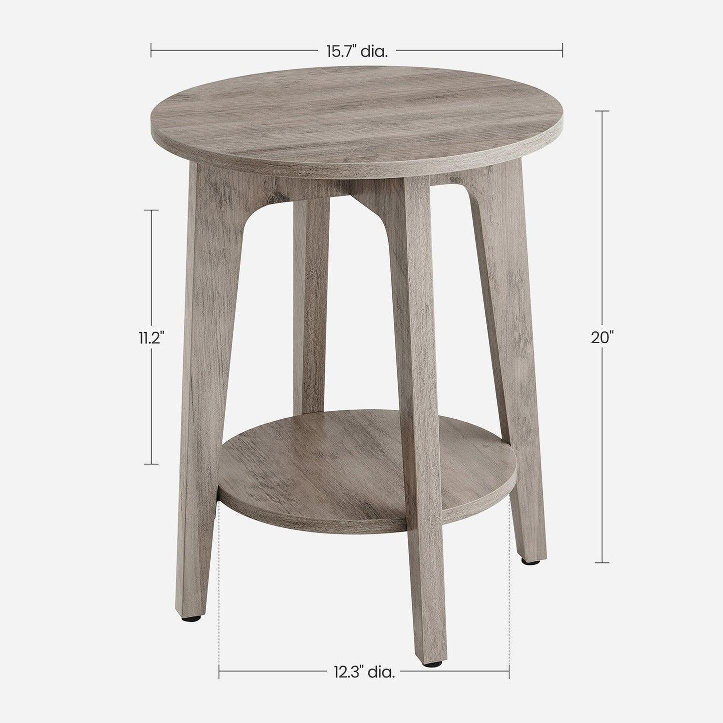 Round End Table with Shelf Farmhouse Gray FredCo