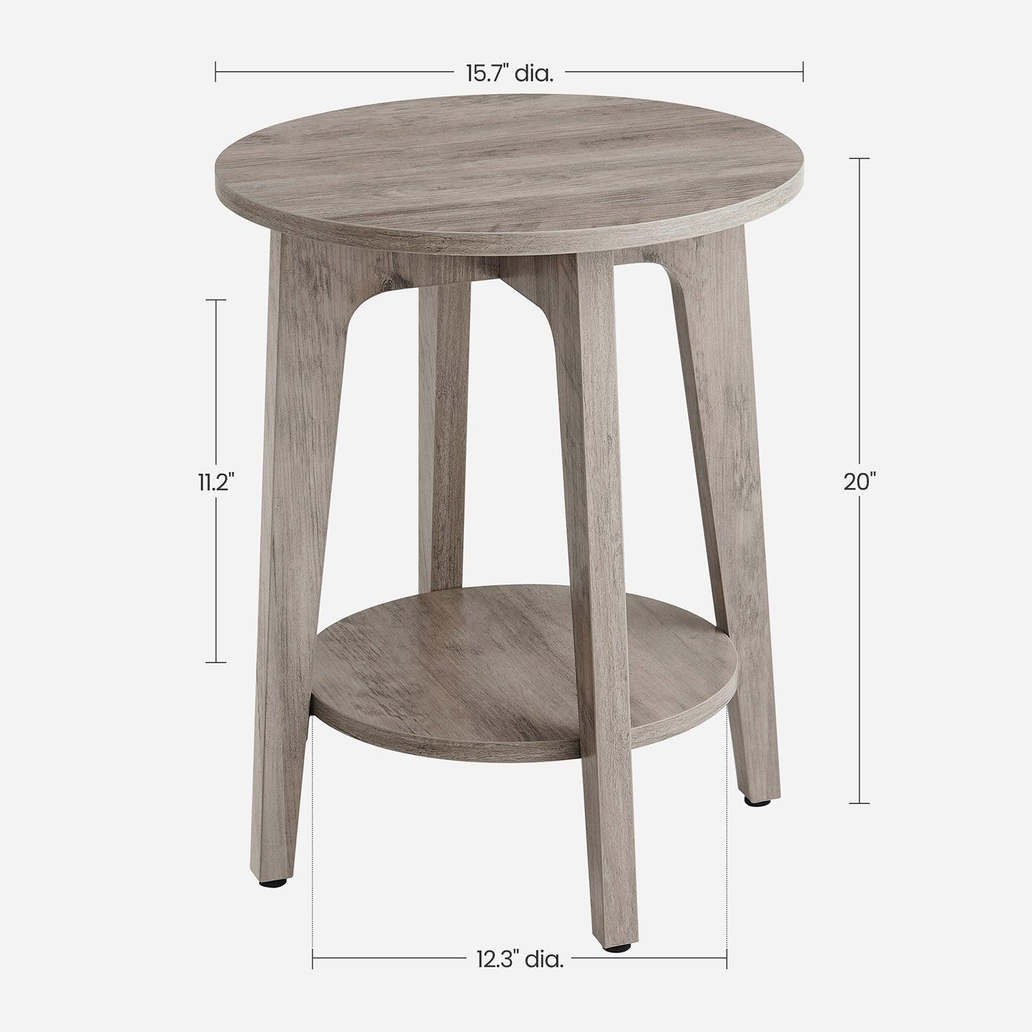 Round End Table with Shelf Farmhouse Gray FredCo