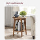 Round End Table with Shelf Farmhouse Walnut FredCo