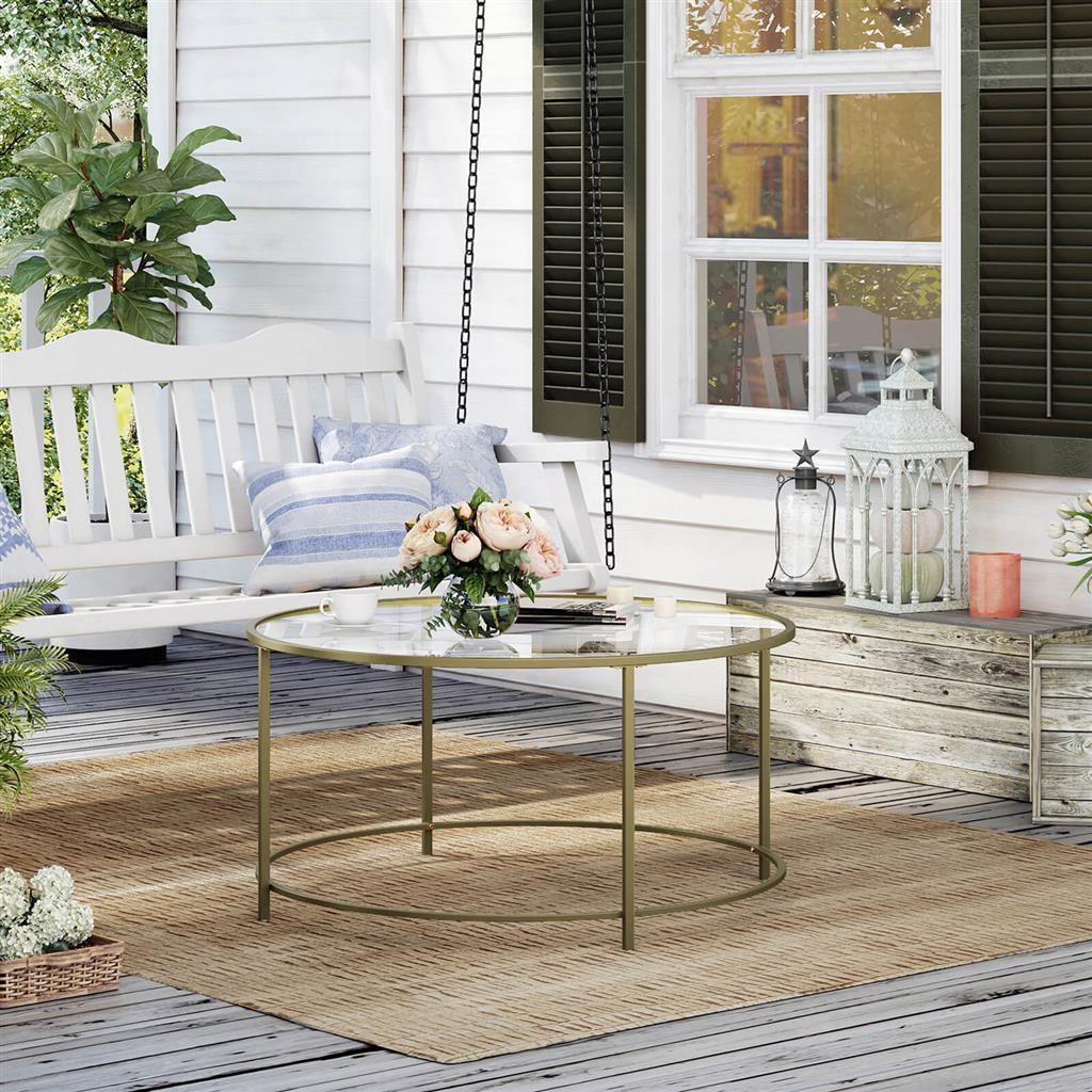 Round Glass Coffee Table Golden FredCo