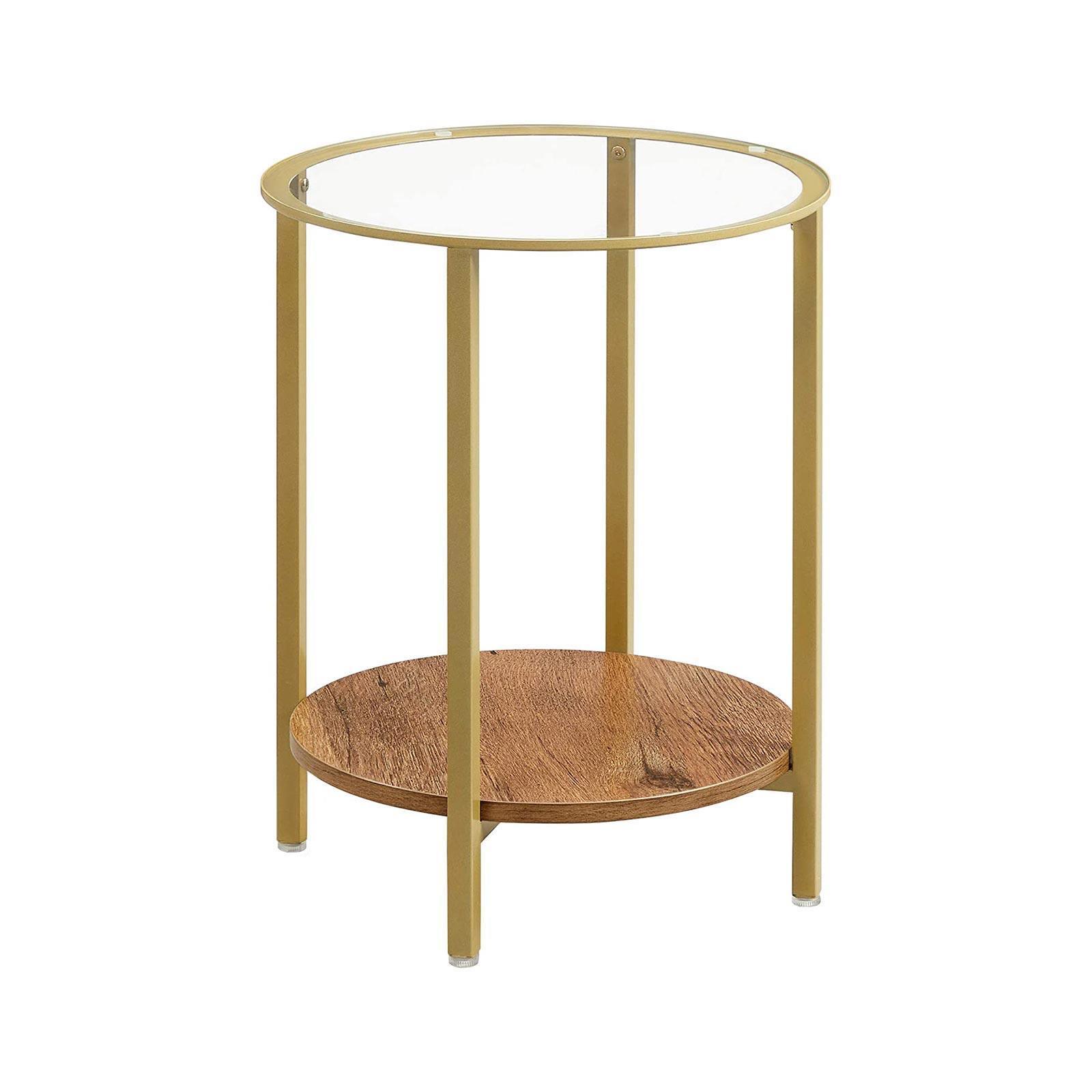 Round Side Table, Hazelnut Brown and Golden  FredCo