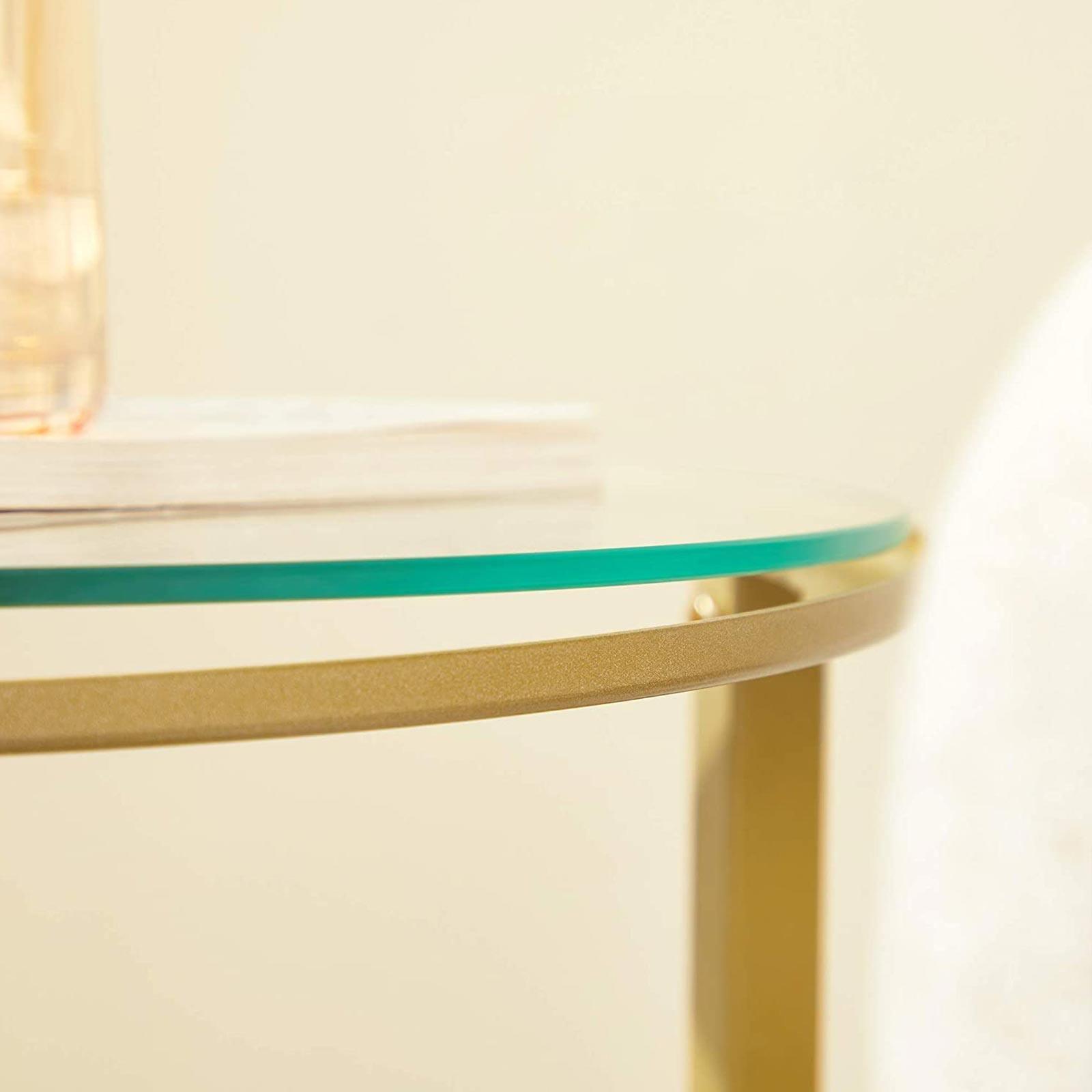 Round Side Table, Hazelnut Brown and Golden  FredCo