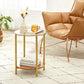 Round Side Table, Hazelnut Brown and Golden  FredCo